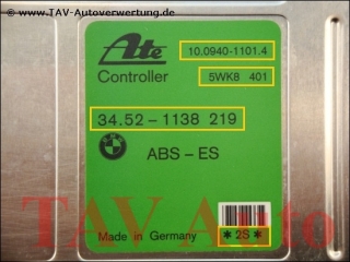 ABS-ES Steuergeraet 34.52-1138219 *2S* Ate 10.0940-1101.4 5WK8401 BMW E36