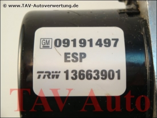 ABS/ESP Hydraulic unit Opel GM 09-191-497 TRW 13663901 13509201 54084696A
