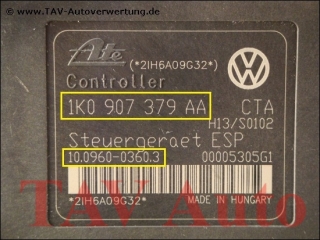 ABS/ESP Hydraulic unit VW 1K0-614-517-T 1K0-907-379-AA Ate 10020602204 10096003603