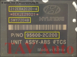 ABS/FTCS Hydraulic unit Hyundai 589202C200 956002C200 Mando BH60122100 212EBA2C204 5WY7204B