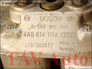 ABS Hydraulic unit Bosch 0-265-201-049 Audi 4A0-614-111-A 4A0614111D