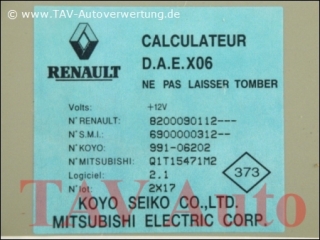Steering control Calculateur D.A.E.X06 Renault 8200-090-112 6900-000-312 99106202 Q1T15471M2 Twingo