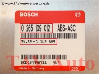 ABS-ASC Control unit BMW 34-52-1-162-889 Bosch 0-265-109-012