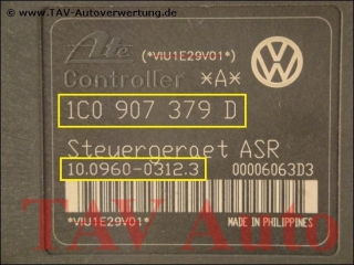 ABS/ASR Hydraulikblock VW 1J0614417C 1C0907379D Ate 10.0206-0008.4 10.0960-0312.3