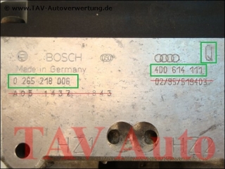 ABS/EDS Hydraulic unit 4D0-614-111 Bosch 0-265-218-006 Audi A6 S6