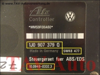 ABS/EDS Hydraulic unit VW 1J0-614-217-E 1J0-907-379-Q Ate 10020402124 10094903323 5WK8-477