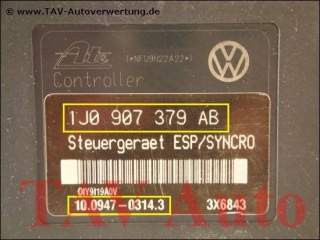 ABS/ESP/SYNCRO Hydraulic unit VW 1J0-614-517-B 1J0-907-379-AB Ate 10020402304 10094703143