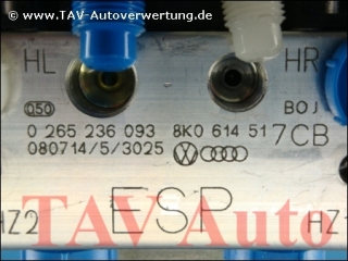 ABS Hydraulic unit Audi 8K0-614-517-CB 8K0-907-379-AC Bosch 0-265-236-093 0-265-950-961