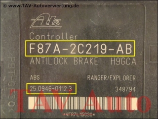 ABS Hydraulic unit F87A2C346BC F87A2C219AB Ate 25020402274 25094601123 Ford Explorer