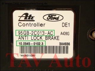 ABS Hydraulic unit Ford 95GB-2M110-AD 95GB-2C013-AC Ate 10020201124 10045708073 10094501023