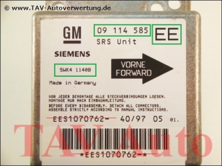 Air Bag control unit GM 09-114-585 EE Siemens 5WK4-1140B Opel Corsa-B 6237717