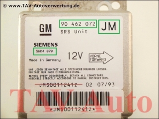 Air Bag control unit GM 90-462-072 JM Siemens 5WK4-070 Opel Vectra-A SRS Unit 1237603