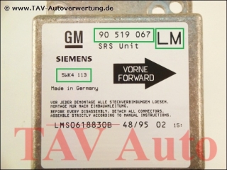 Air Bag control unit GM 90-519-067 LM Siemens 5WK4-113 Opel Astra-F 6237397