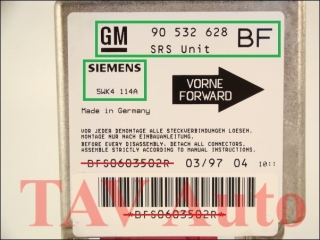 Air Bag control unit GM 90-532-628 BF Siemens 5WK4-114A Opel Corsa-B SRS Unit 6237578