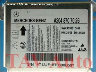 Air Bag control unit Mercedes A 204-870-70-26 Siemens 5WK43952