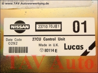 Engine control unit Nissan 2371070J81 01 Lucas 80114E Primera (P10)