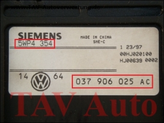 Engine control unit 037-906-025-AC Siemens 5WP4-354 VW Golf Vento 2.0 AKR