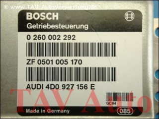 Transmission control unit Audi A8 4D0-927-156-E Bosch 0-260-002-292 ZF 0501-005-170