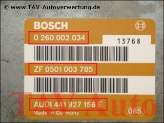 Transmission control unit Audi V8 441-927-156-E Bosch 0-260-002-034 ZF 0501-003-785